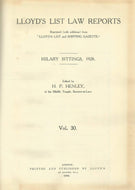 Lloyd's List Law Reports - Hilary Sittings, 1928, Vol 30
