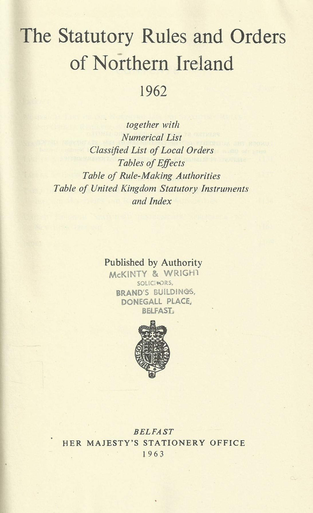 Northern Ireland Statutory Rules and Orders, 1962 - The Statutory Rules and Orders of Northern Ireland