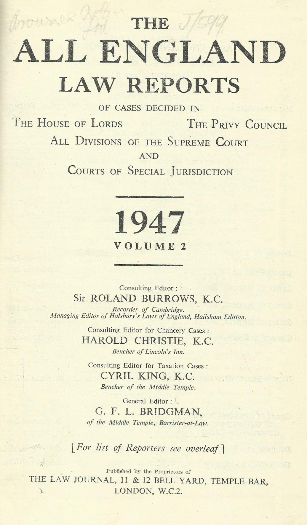The All England Law Reports 1947 Volume 2