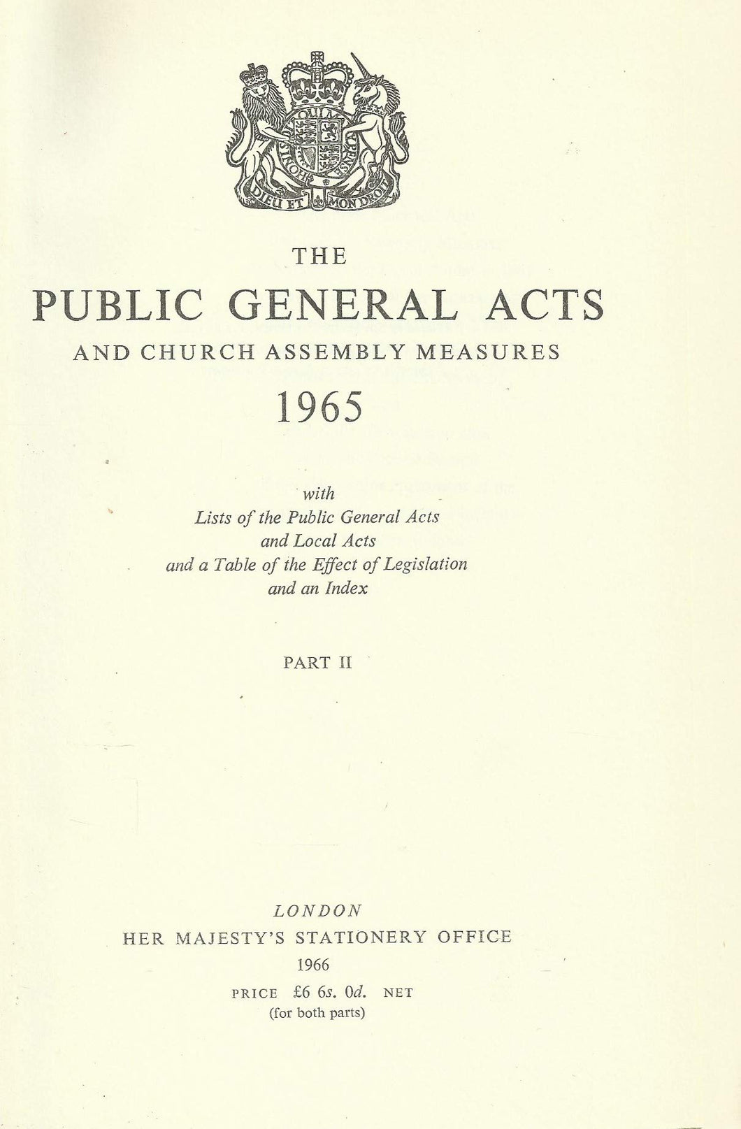 The Public General Acts Passed and the Church Assembly Measures 1965 Part II