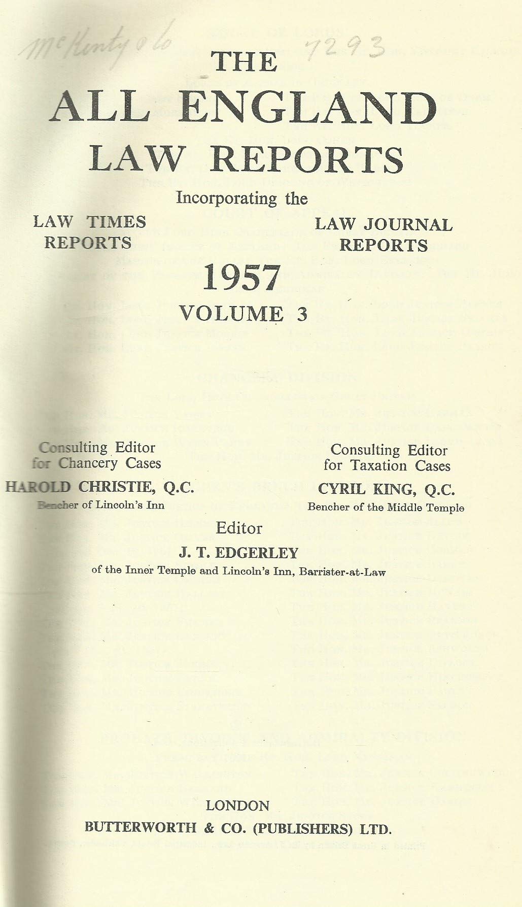 THE ALL ENGLAND LAW REPORTS, 1957: VOLUME 3.