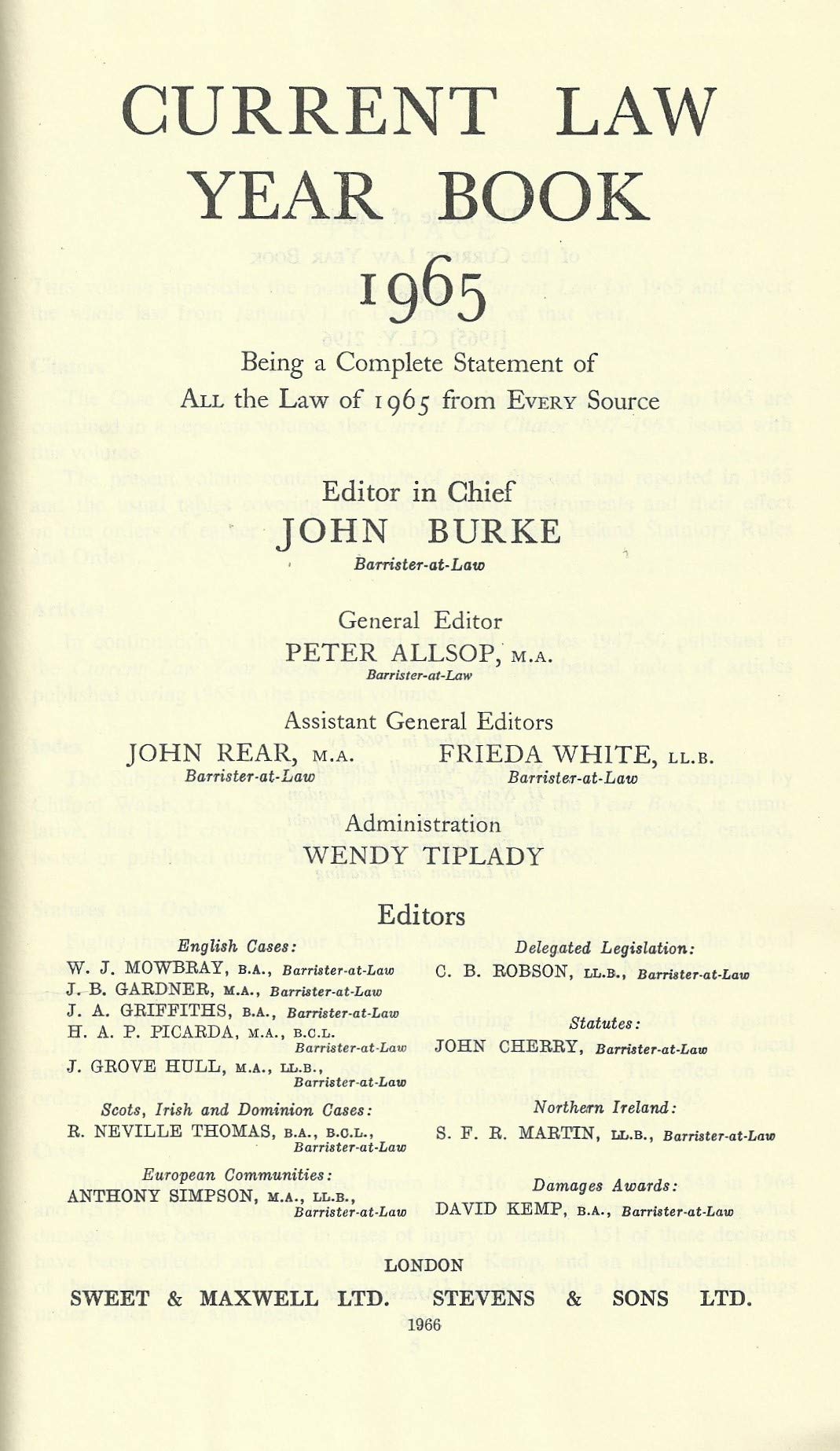 Current Law Year Book 1965