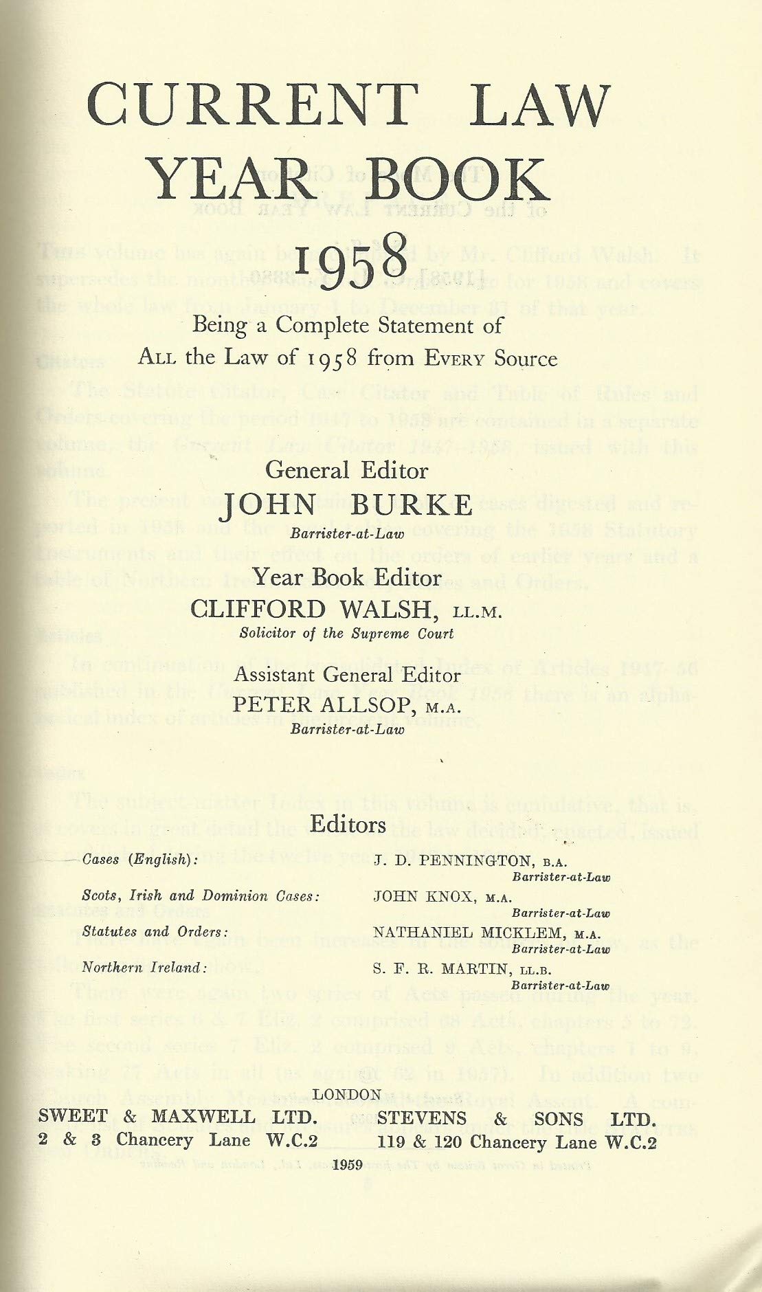 Current Law Year Book: 1958