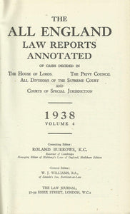 The All England Law Reports 1938, Volume 4
