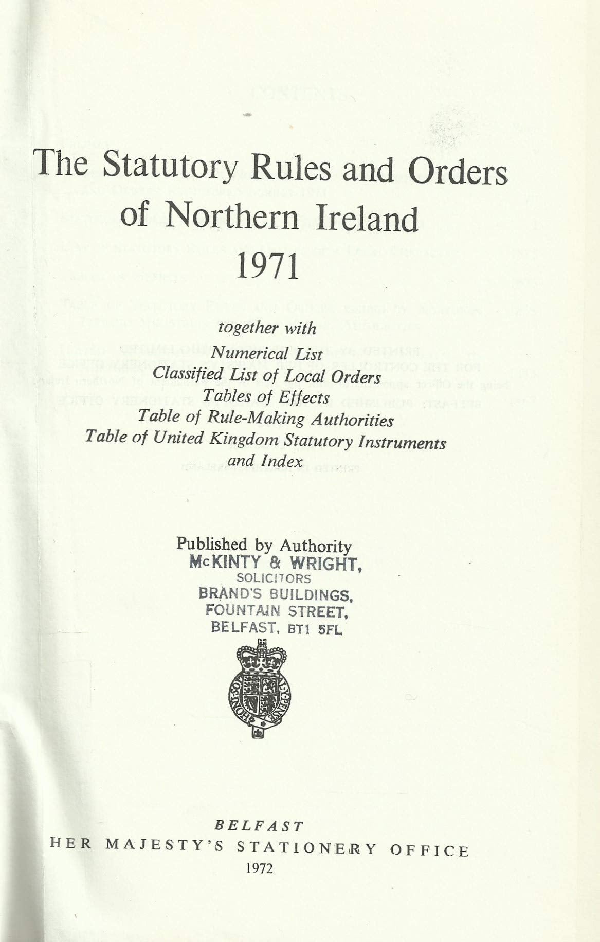 Northern Ireland Statutory Rules and Orders, 1971 - The Statutory Rules and Orders of Northern Ireland