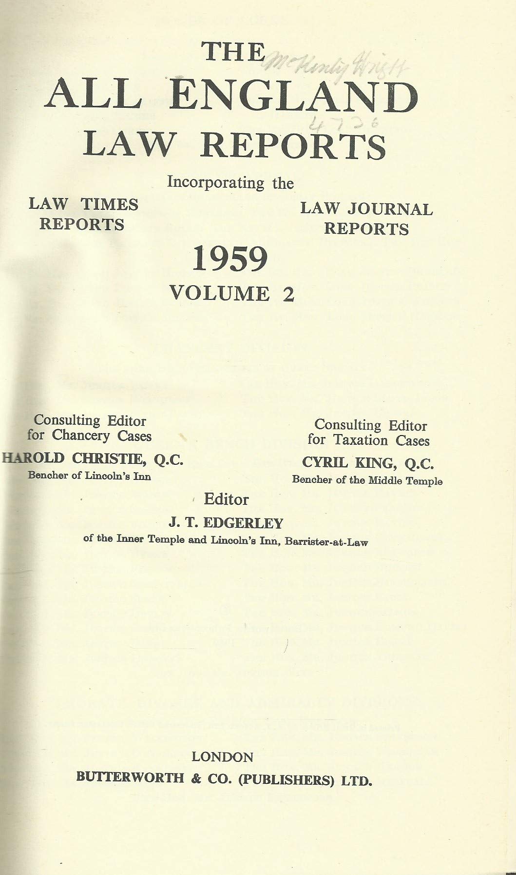 The All England Law Reports 1959 Volume 2