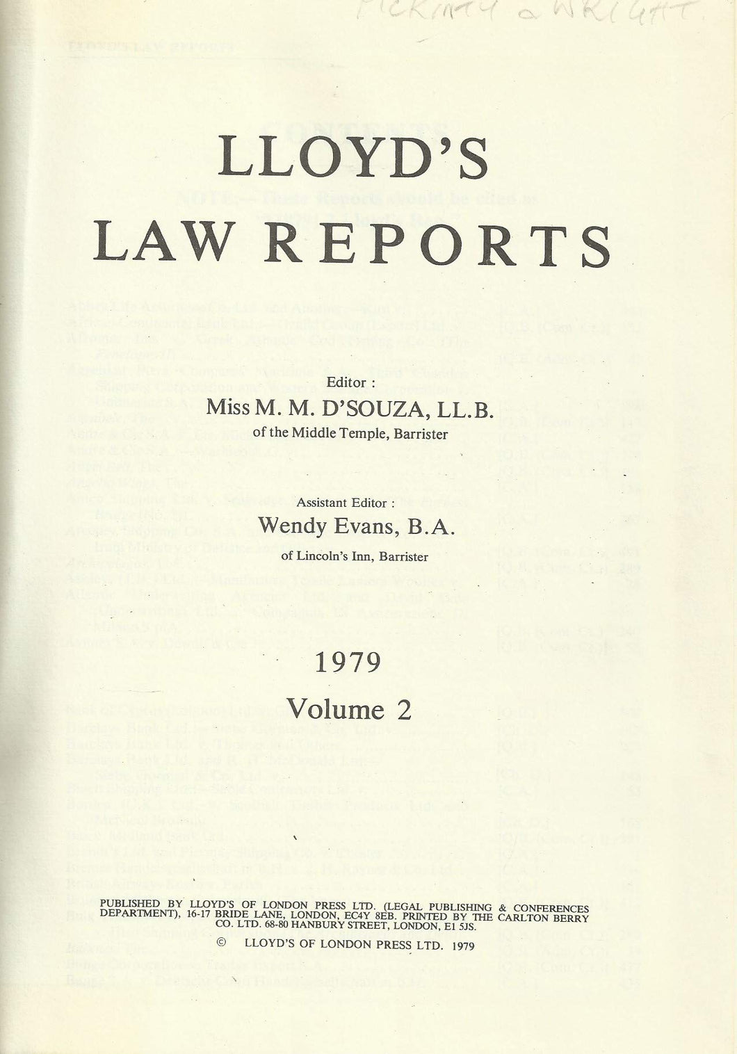 Lloyd's Law Reports - 1979, Volume 2