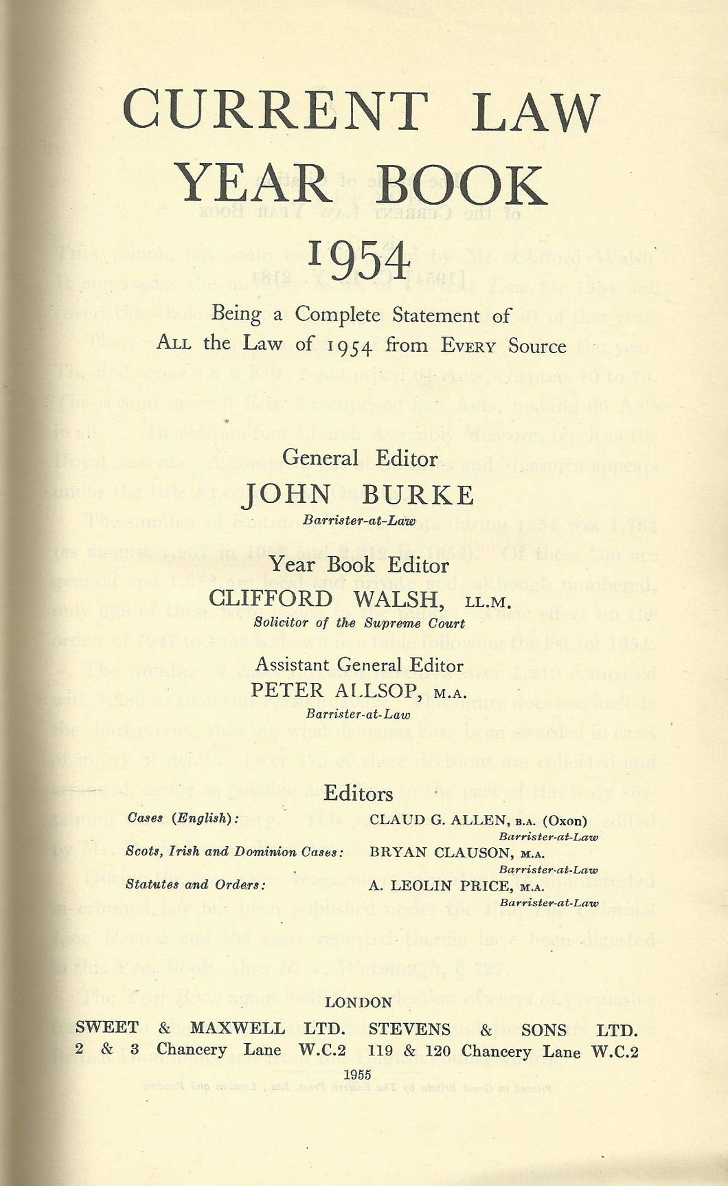 Current Law Year Book: 1954