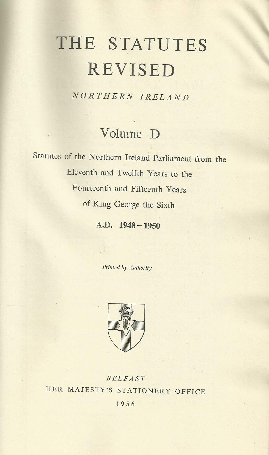 The Statutes Revised - Northern Ireland, 1948-1950 - Volume D