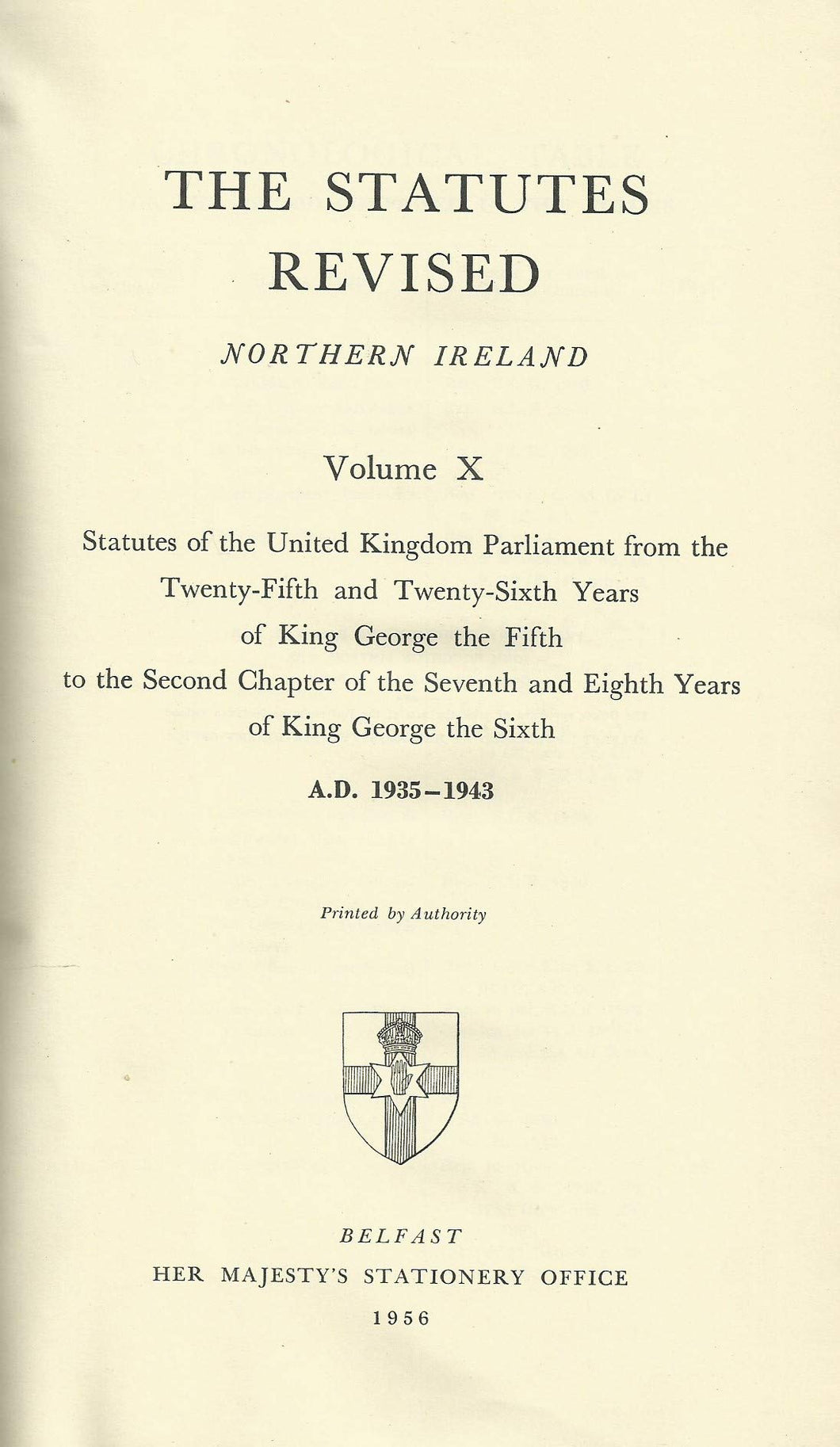 The Statutes Revised - Northern Ireland, 1935-1943 - Volume X