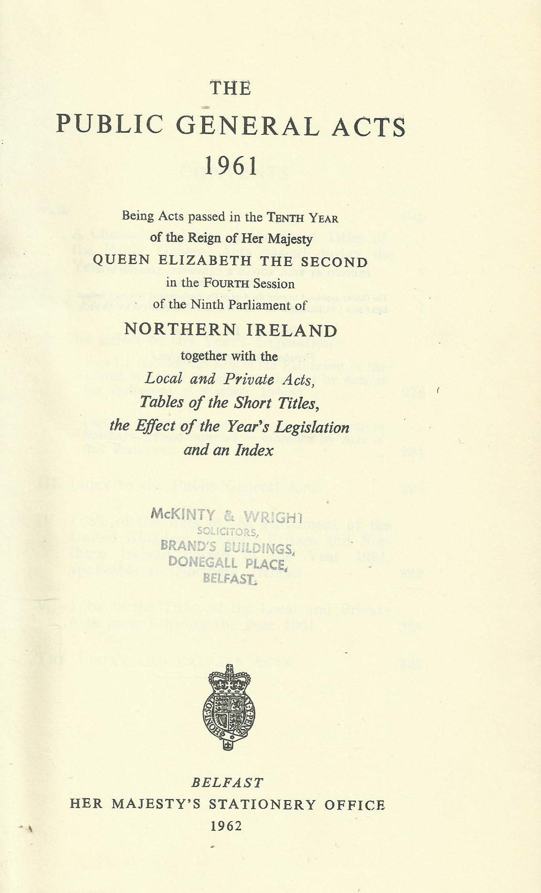 Northern Ireland Public General Acts 1961