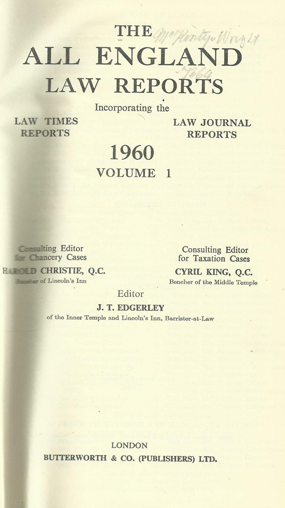 The All England Law Reports: 1960 VOl 1