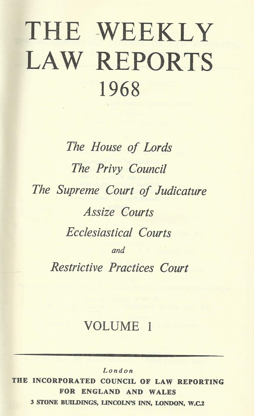 Weekly Law Reports 1968 Vol 1