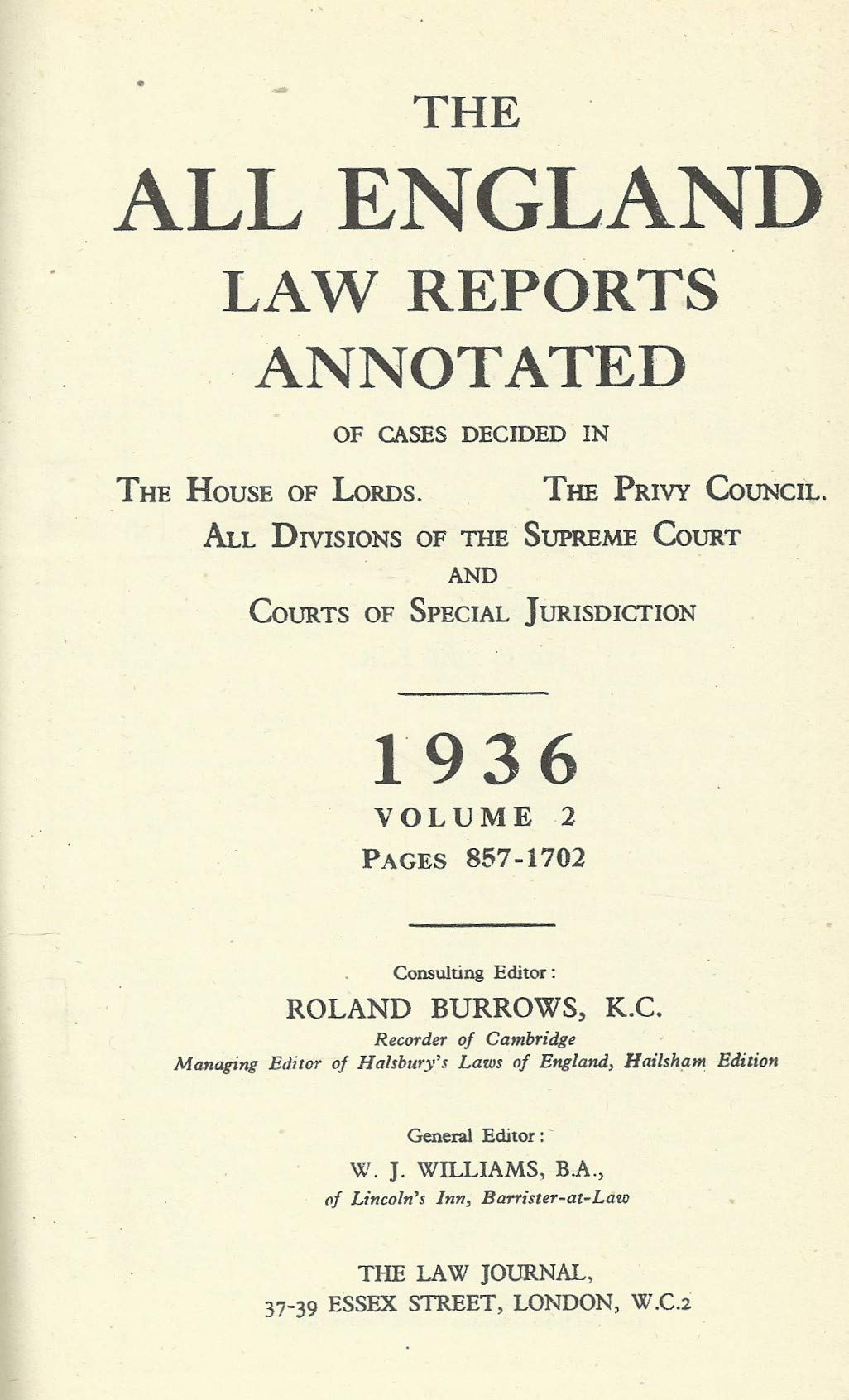 The All England Law Reports, 1936: Volume 2.