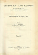 Lloyd's List Law Reports - Michaelmas Sittings, 1927, Vol 29