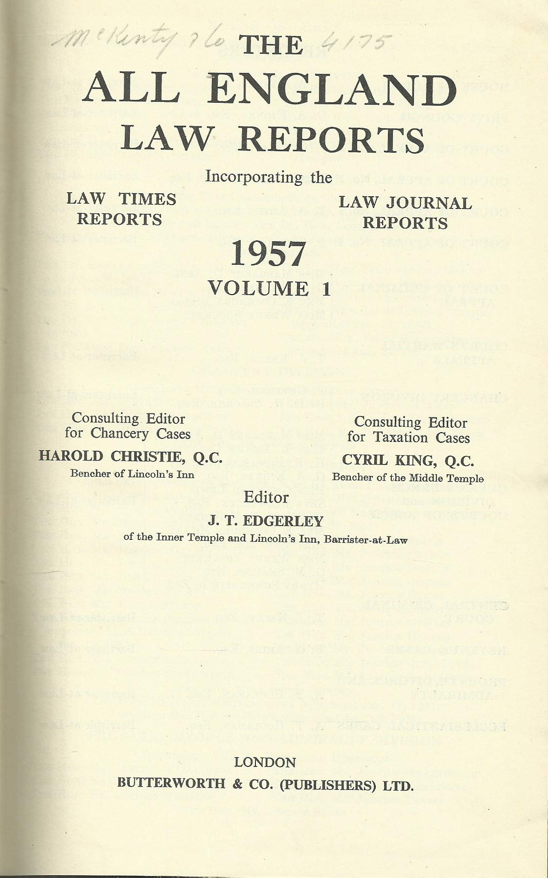 The All England Law Reports 1957 Volume 1