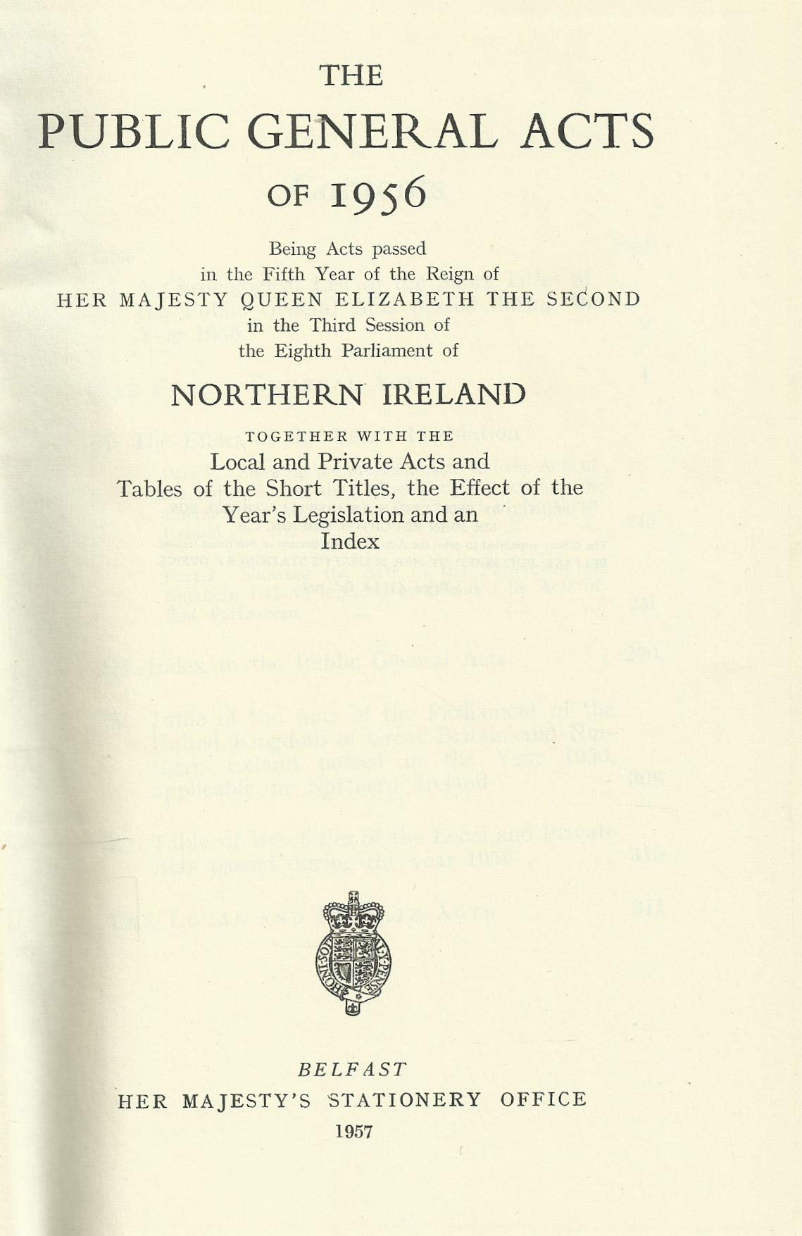 Northern Ireland: The Public General Acts of 1956