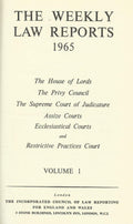 The Weekly Law Reports 1965: Volume I.