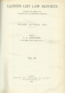 Lloyd's List Law Reports - Volume 14, Hilary Sittings, 1923