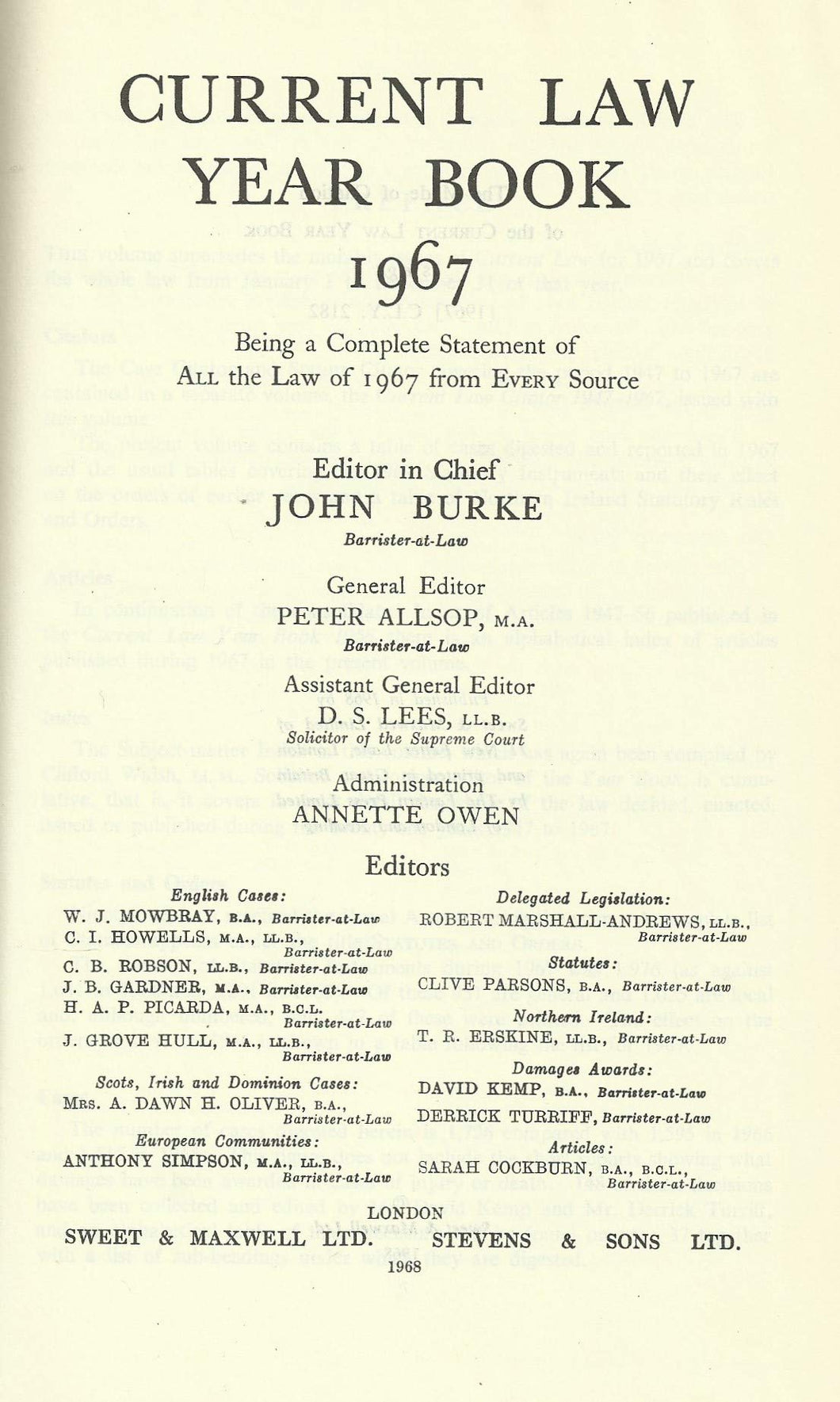 Current Law Year Book 1967