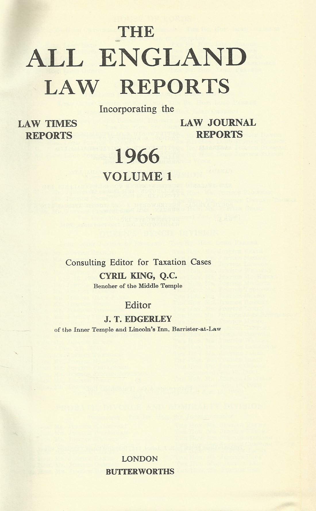 The All England Law Reports 1966 Volume 1