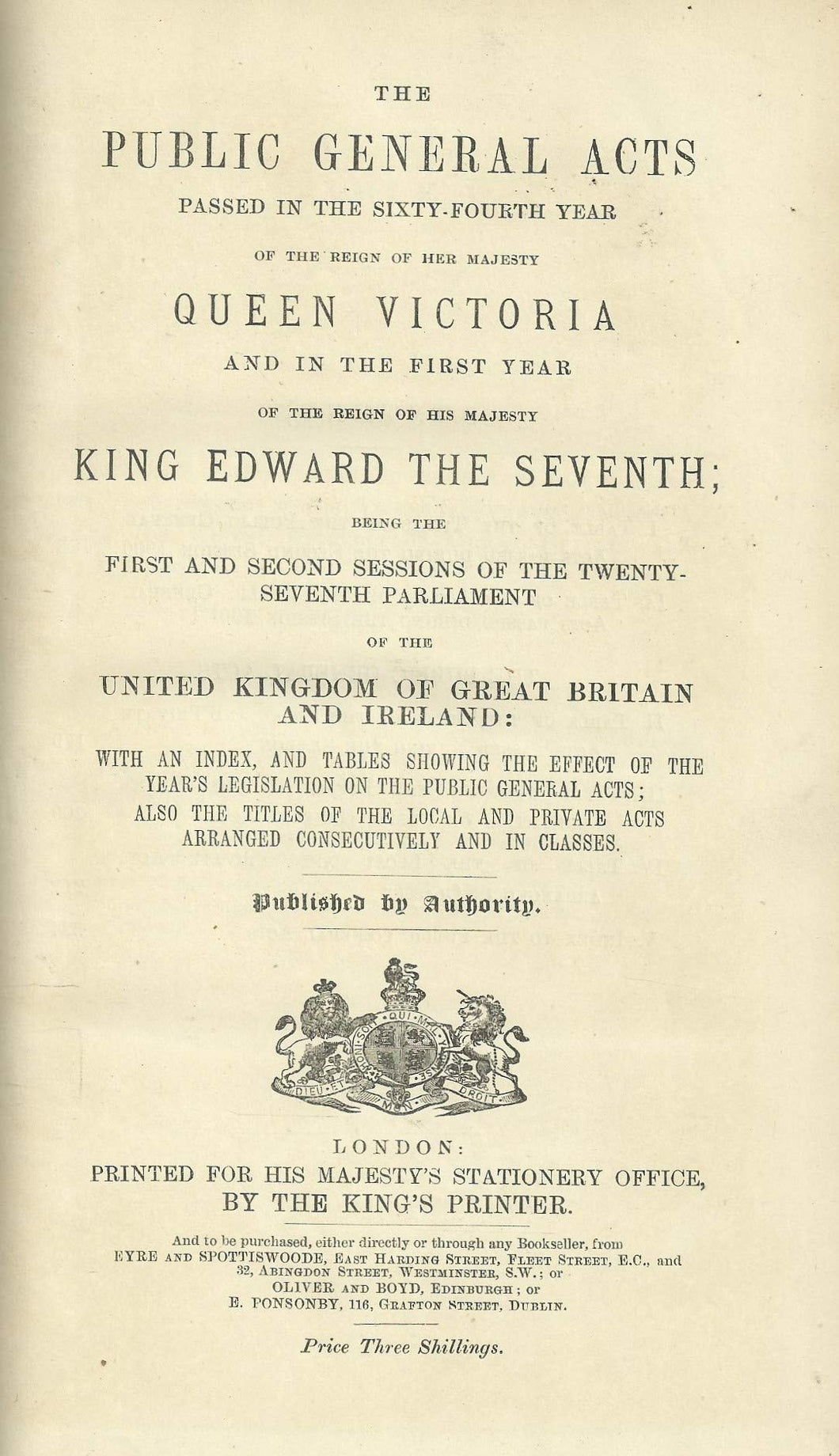 The Public General Acts - 64 Vict 1900 and 1 Edw. VII 1901