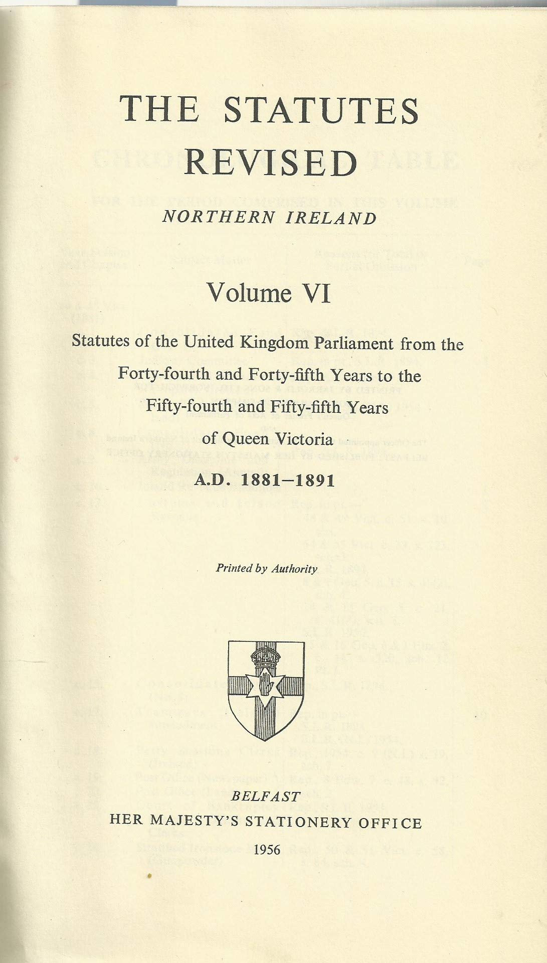 The Statutes Revised - Northern Ireland, Volume VI - 1881-1891