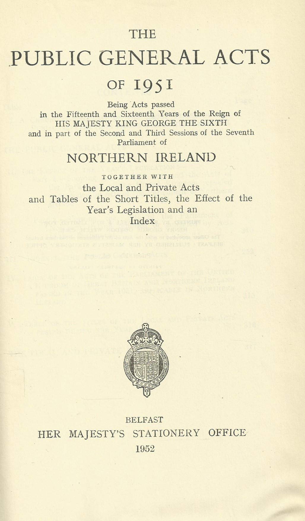Northern Ireland - The Public General Acts of 1951