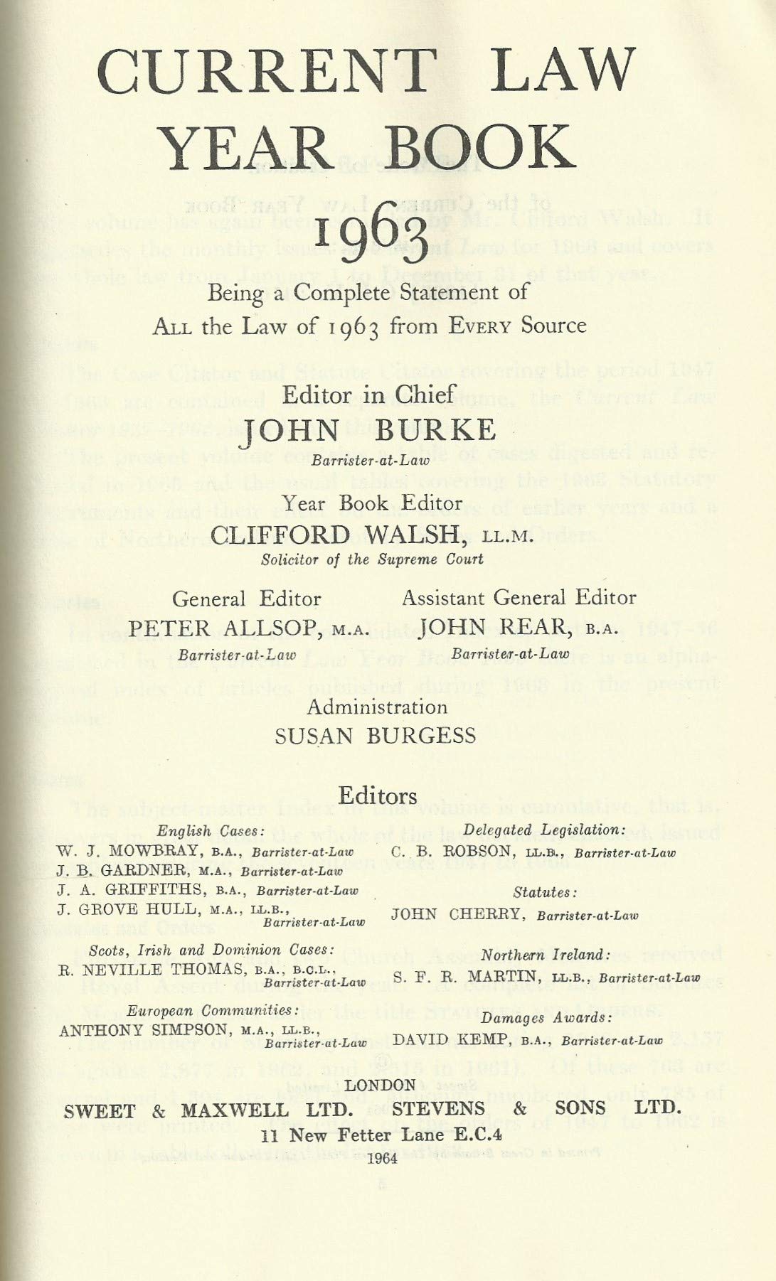 Current Law Year Book 1963
