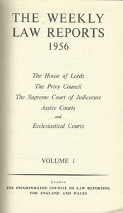 The Weekly Law Reports 1956, Volume I