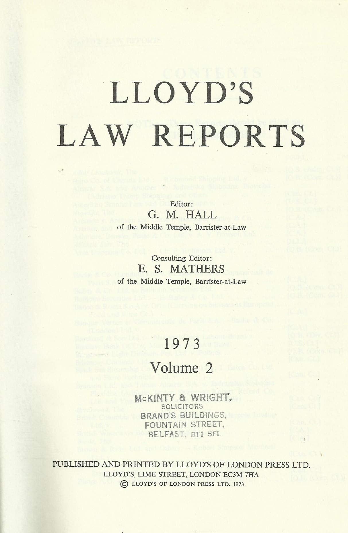 "Lloyd's Law Reports" 1973,v.2