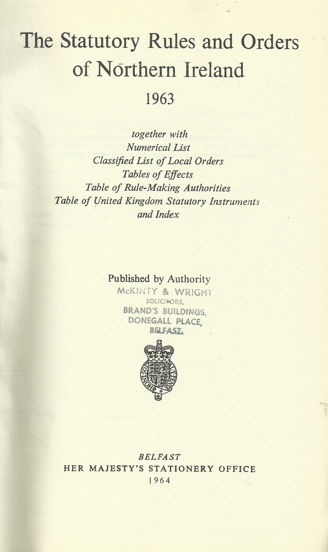 Northern Ireland Statutory Rules and Orders, 1963 - The Statutory Rules and Orders of Northern Ireland