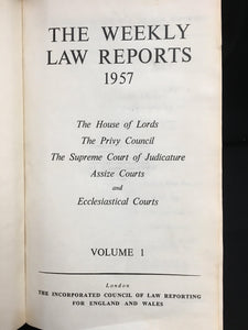 The Weekly Law Reports 1957, Volume I