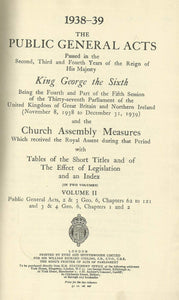 PUBLIC GENERAL ACTS 1938-39. VOL 1.