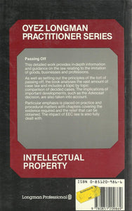 Passing Off (Oyez Longman practitioner series. Intellectual property)