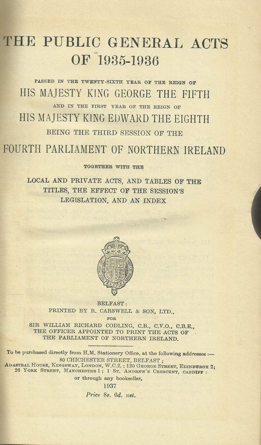 Northern Ireland - The Public General Acts of 1935-1936