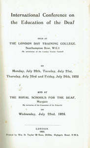 International Conference on the Education of the Deaf, July 1925