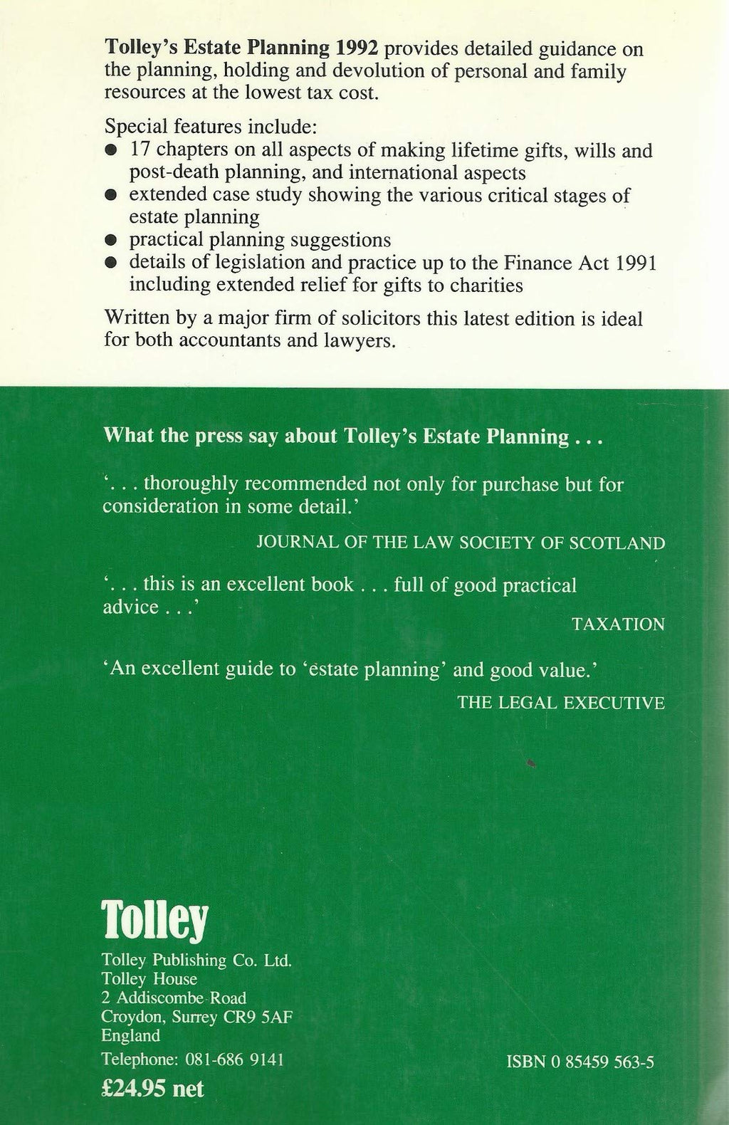 Tolley's Estate Planning 1992