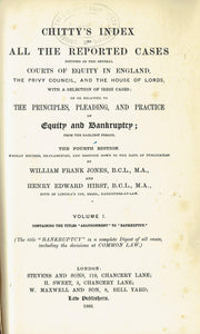 Chitty's Equity Index, Fourth Edition Volume I/Volume 1 - Chitty's Index to All the Reported Cases Decided in the Several Courts of Equity in England, the Privy Council, and the House of Lords