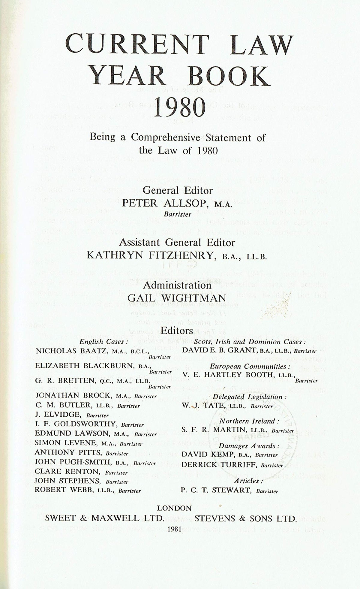 Current Law Year Book 1980