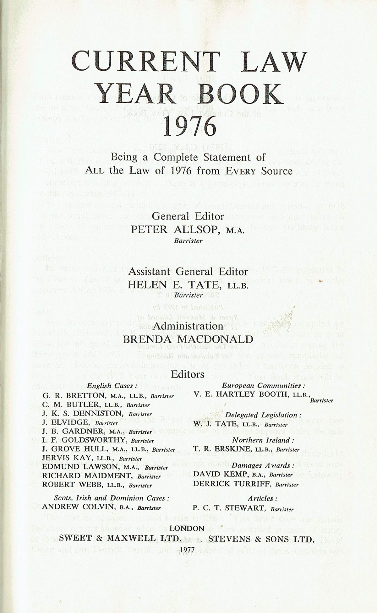 Current Law Year Book 1976