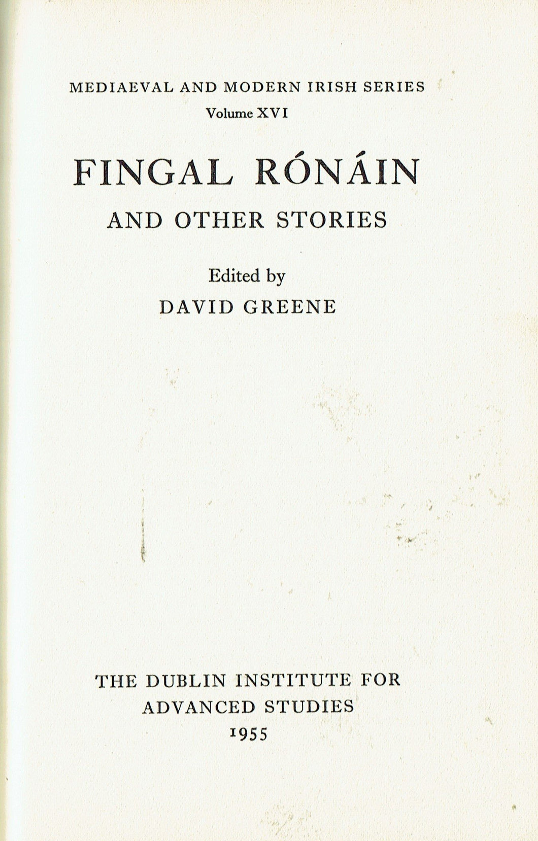 Fingal Rónáin and Other Stories