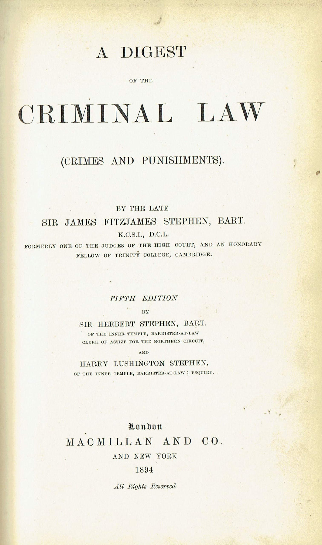 A Digest of the Criminal Law (Crimes and Punishments)