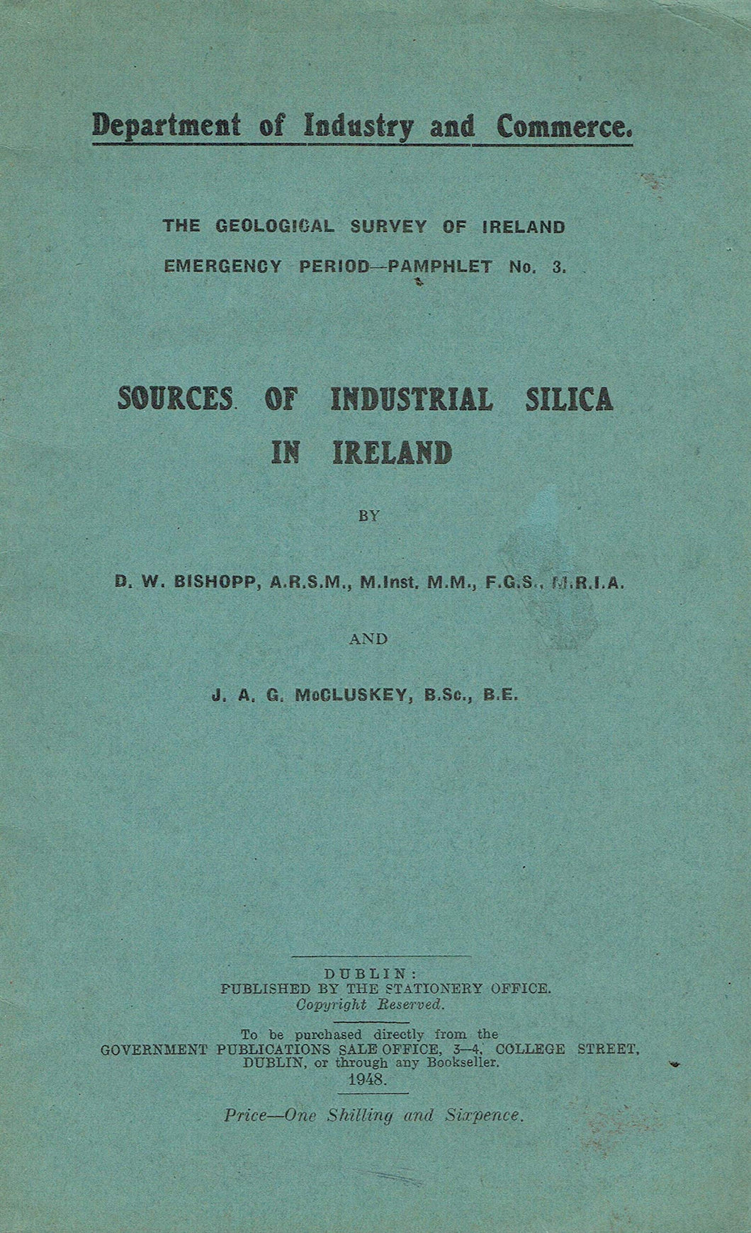 Sources of Industrial Silica in Ireland - The Geological Survey of Ireland Emergency Period - Pamphlet No. 3