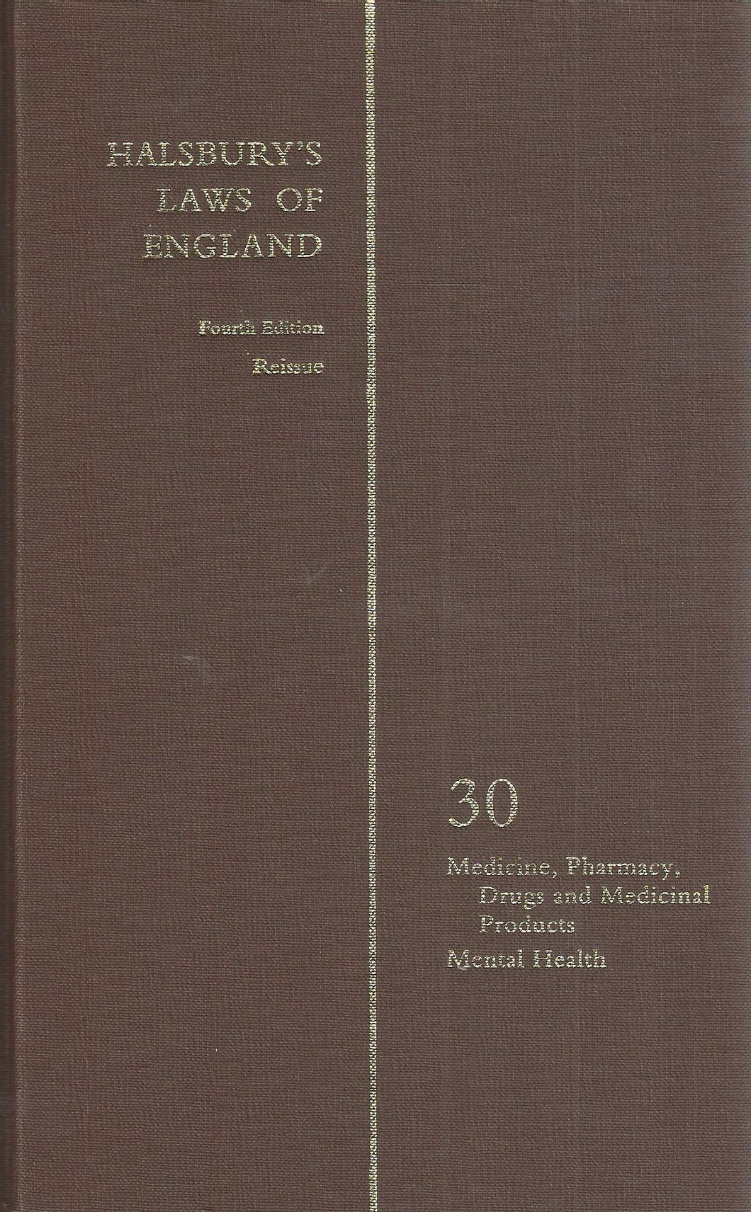 Halsbury's Laws of England 4th Edition Volume 30 Reissue