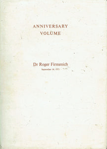 Anniversary Volume: Dr Roger Firmenich, September 14, 1971
