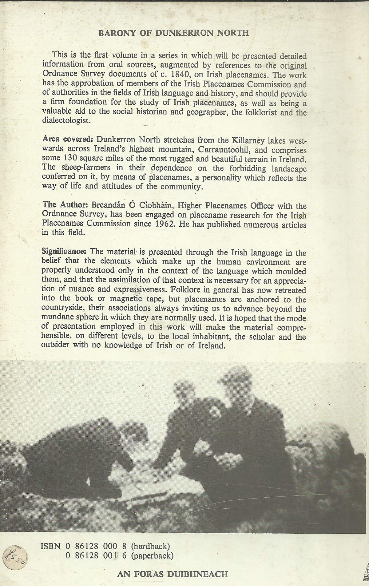 Toponomia Hiberniae I: Barony of Dunkerron North/Barúntacht Dhún Ciaráin Thuaidh