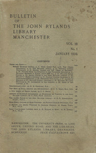 Bulletin of the John Rylands Library, Manchester - Vol. 18, No. 1, January 1934