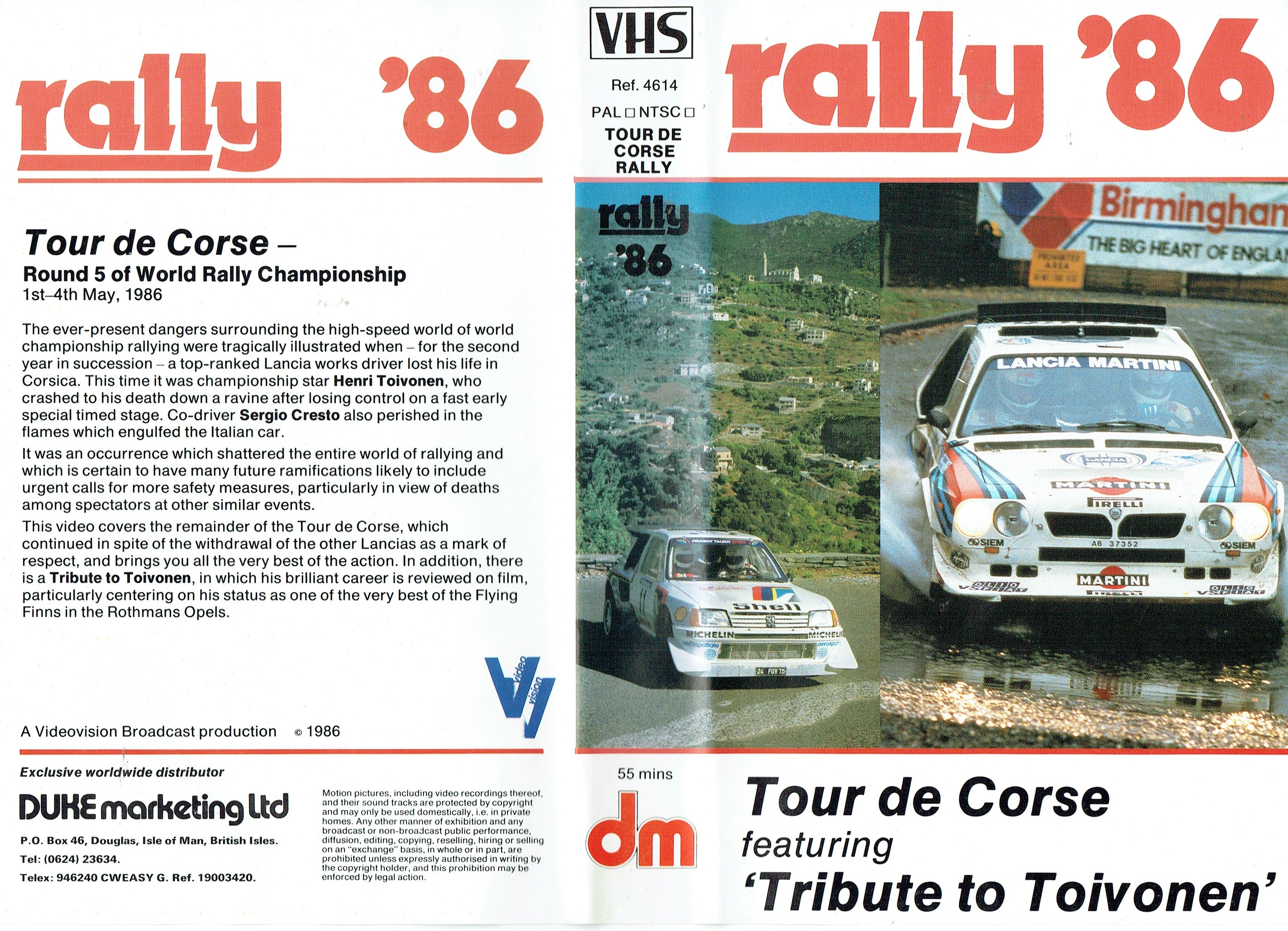 Rally '86 - Tour de Corse Rally 1986. Featuring 'Tribute to Toivonen' [VHS]