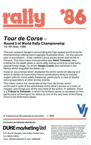 Rally '86 - Tour de Corse Rally 1986. Featuring 'Tribute to Toivonen' [VHS]